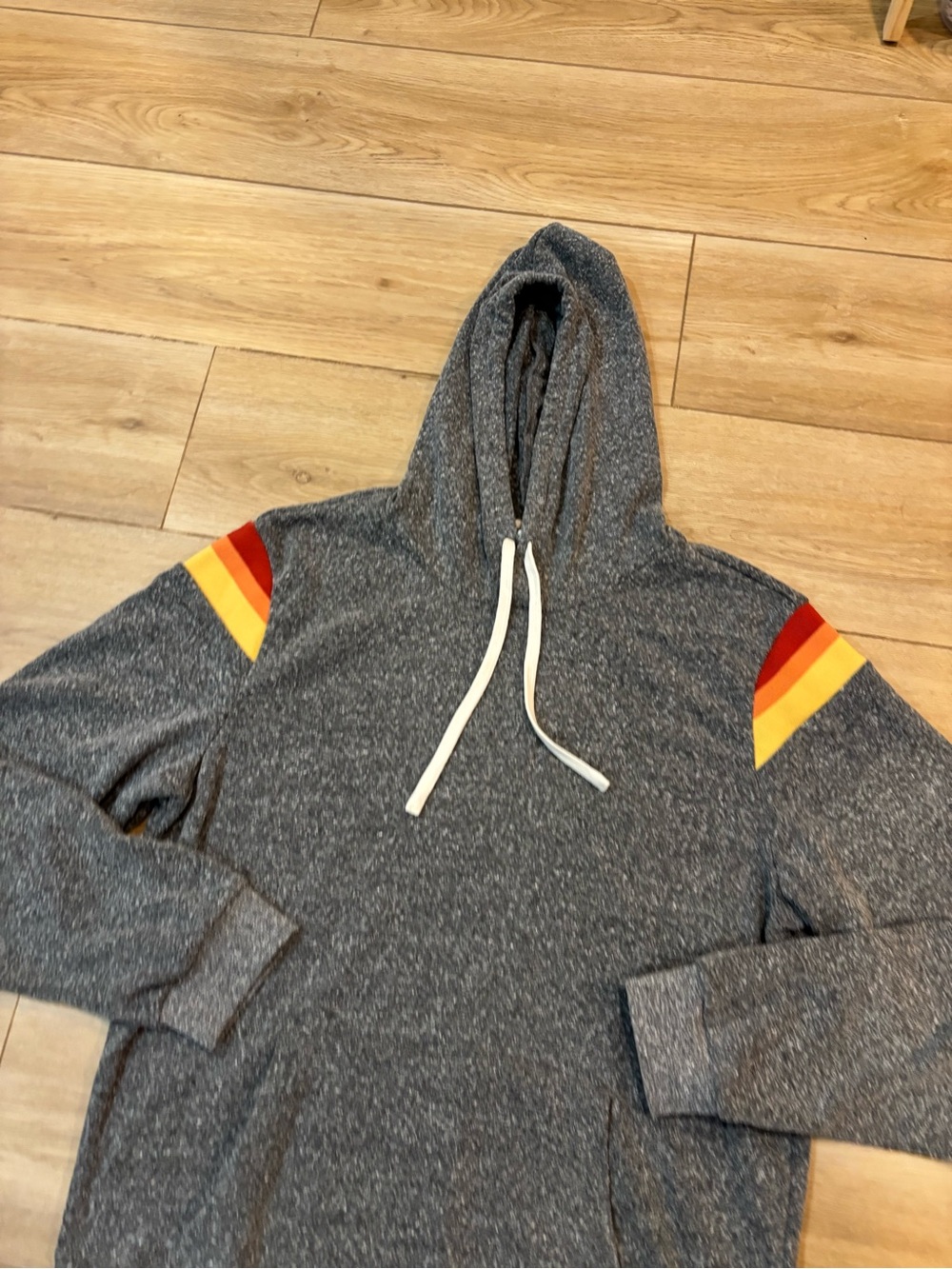 Marine Layer Heather Grey Contrast Sleeve Hoodie soft medium m - Picture 5 of 9